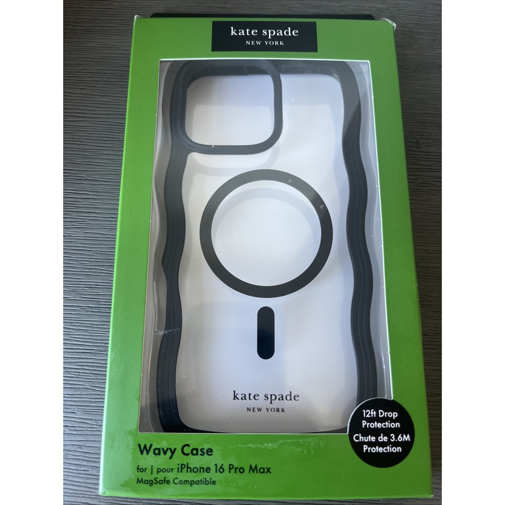 KATE SPADE Protective Case Magsafe For IPHONE 16 PRO MAX Wavy Black Clear